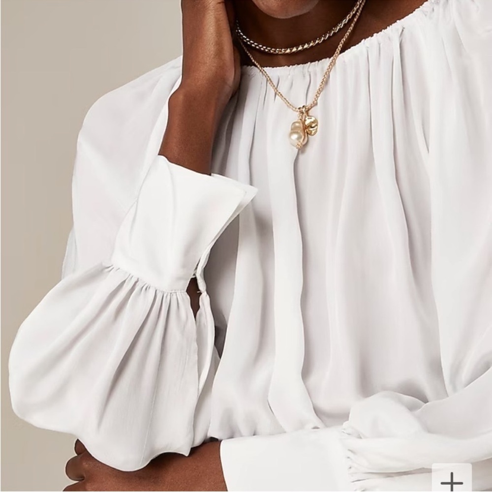 J. Crew Collection sheer gathered top in white size Large NWT CA613 - Picture 3 of 10